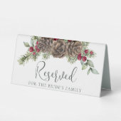 Plaque De Table Aquarelle d'hiver Mariage botanique Réservé (Verso)