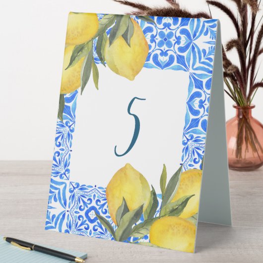 Plaque De Table Aquarelle en mosaïque toscane avec citron (En SItu (Tableau))