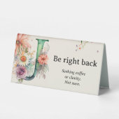 Plaque De Table Aquarelle Floral J Funny Bureau Message (Verso)
