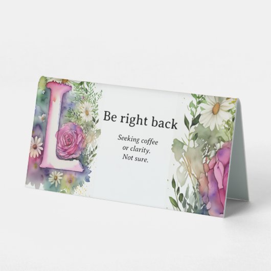 Plaque De Table Aquarelle Floral L Funny Bureau Message (Verso)