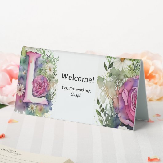 Plaque De Table Aquarelle Floral L Funny Bureau Message (In SItu (Mariage))