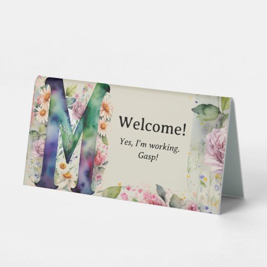 Plaque De Table Aquarelle Floral M Funny Bureau Message (Recto)