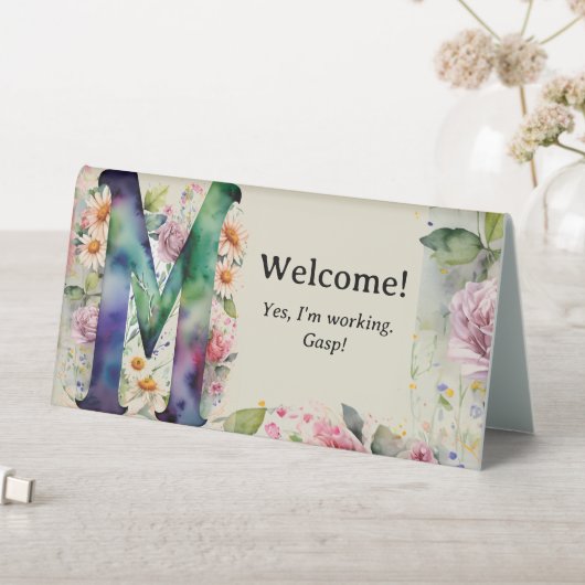 Plaque De Table Aquarelle Floral M Funny Bureau Message (En SItu (Tableau))