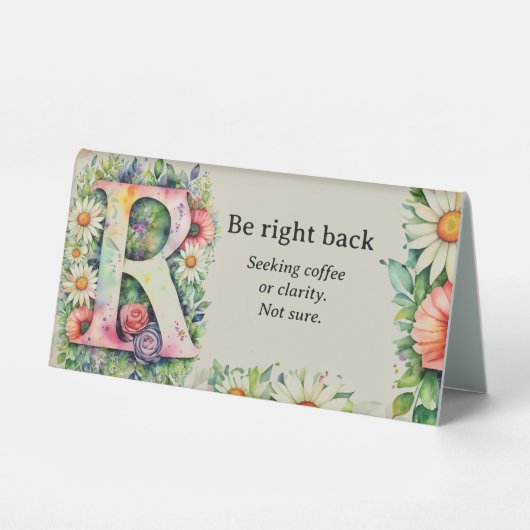 Plaque De Table Aquarelle Floral R Funny Bureau Message (Verso)