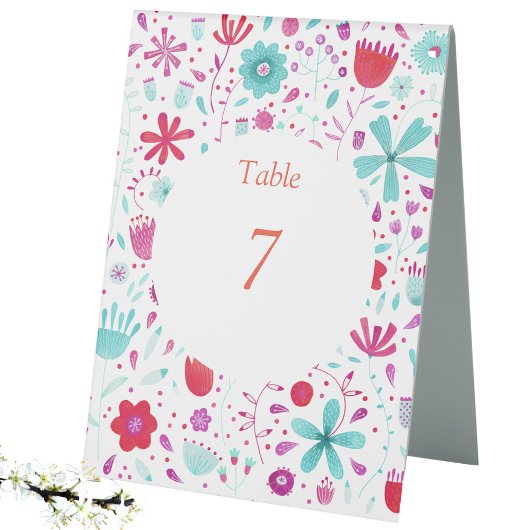 Plaque De Table Aquarelle Flower Meadow Turquoise