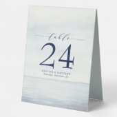 Plaque De Table Aquarelle marine bleu marine Numéro de la table (Verso)