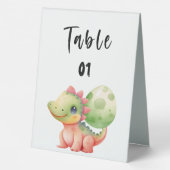 Plaque De Table Aquarelle mignonne Dinosaure bébé numéros de Baby  (Verso)