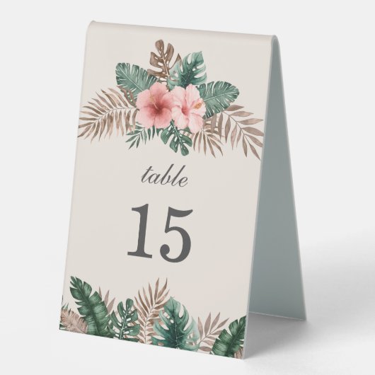 Plaque De Table Aquarelle moderne Feuille tropical Table Mariage (Recto)