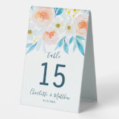 Plaque De Table Aquarelle moderne Floral Numéro Mariage (Verso)