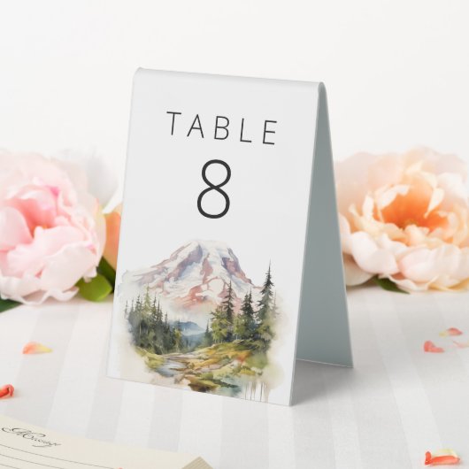 Plaque De Table Aquarelle Mount Rainier Washington (In SItu (Mariage))