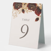 Plaque De Table Aquarelle Or Rouge Roses Numéro (Recto)