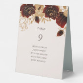 Plaque De Table Aquarelle Or Rouge Roses Numéro (Verso)