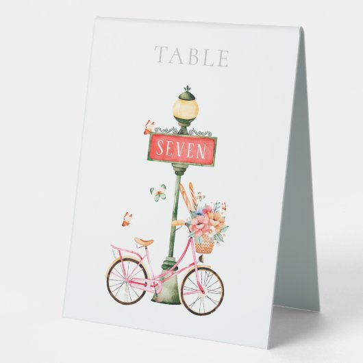 Plaque De Table Aquarelle Paris Vélo Rose (Recto)