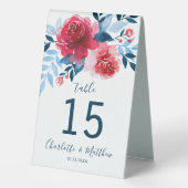 Plaque De Table Aquarelle personnalisée Numéro de Mariage Floral (Verso)