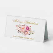Plaque De Table Aquarelle Pink Blush Floral Gold Name Sign (Recto)