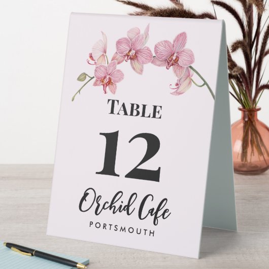 Plaque De Table Aquarelle Pink Moth Orchids Café Numéro de table (En SItu (Tableau))