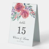 Plaque De Table Aquarelle romantique Numéro de Mariage campagnard (Verso)