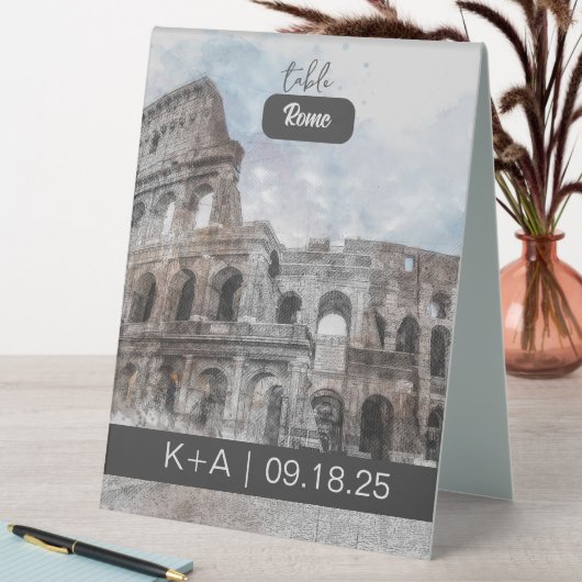 Plaque De Table Aquarelle Rome Italie Table Tente Signal - Élégant (En SItu (Tableau))