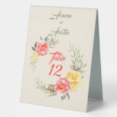 Plaque De Table Aquarelle rose et jaune Roses (Recto)