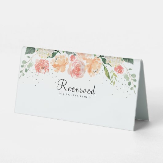 Plaque De Table Aquarelle rose rose pâle Mariage (Recto)