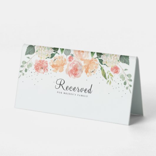 Plaque De Table Aquarelle rose rose pâle Mariage (Verso)