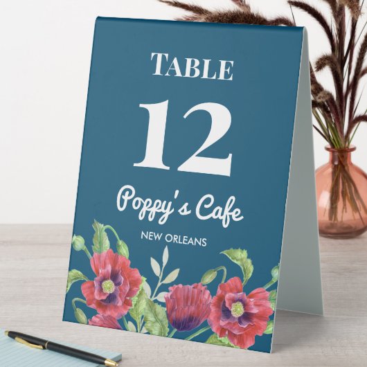 Plaque De Table Aquarelle Rouge Poppies Floral Illustration Café (En SItu (Tableau))