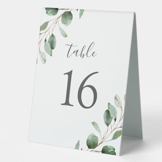 Plaque De Table Aquarelle rustique vert Numéros de tableau (Recto)