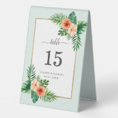 Plaque De Table Aquarelle tropicale Numéro de Mariage botanique (Verso)