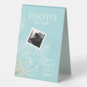 Plaque De Table Aquarelle Turquoise Photo Invité Livre Table Tente (Verso)