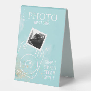 Plaque De Table Aquarelle Turquoise Photo Invité Livre Table Tente