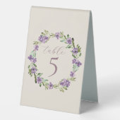 Plaque De Table Aquarelle violet Botanique Floral Mariage (Verso)
