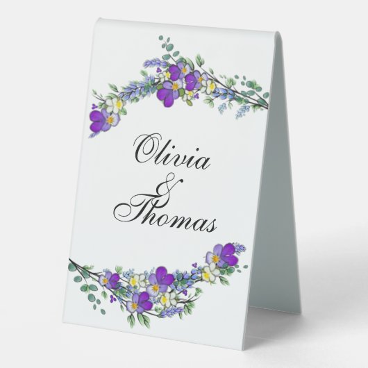 Plaque De Table Aquarelle violette Lavender Eucalyptus (Verso)