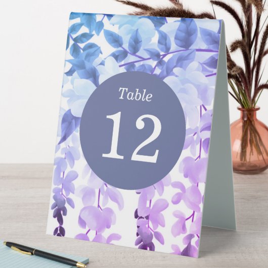 Plaque De Table Aquarelle Wisteria Purple Floral Numéros (En SItu (Tableau))