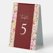 Plaque De Table Aquarelles vives Fleurs de tulipe d'été Mariage (Verso)