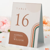 Plaque De Table Arc Abstrait Beige Numéros de tableau (In SItu (Mariage))