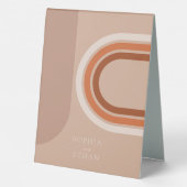 Plaque De Table Arc Abstrait Beige Numéros de tableau (Verso)