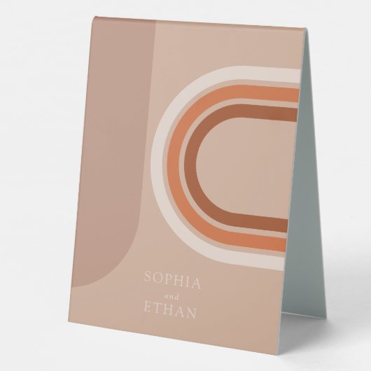 Plaque De Table Arc Abstrait Beige Numéros de tableau (Verso)