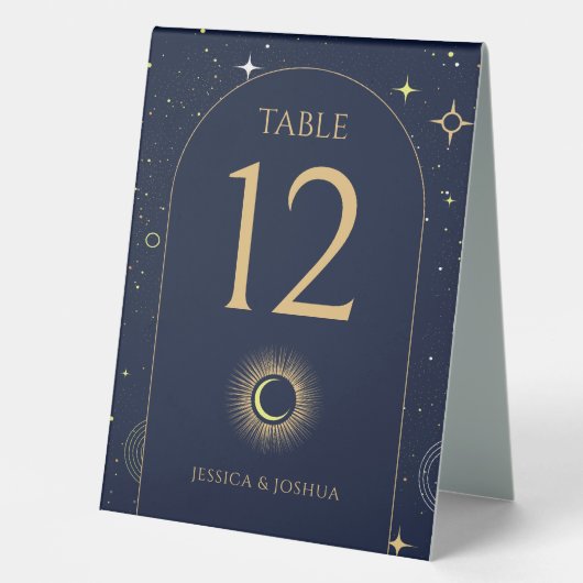 Plaque De Table Arc céleste étoile bleu nuit Numéro de table (Recto)