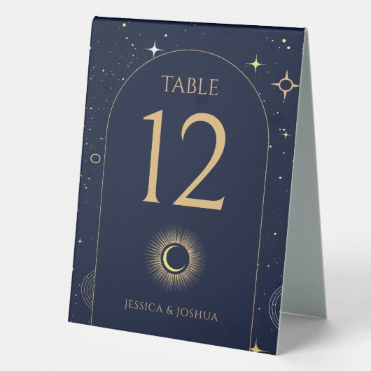 Plaque De Table Arc céleste étoile bleu nuit Numéro de table (Verso)
