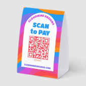Plaque De Table Arc-en-ciel Vagues SCAN POUR PAYER CODE QR Fierté (Verso)