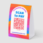 Plaque De Table Arc-en-ciel Vagues SCAN POUR PAYER CODE QR Fierté (Recto)