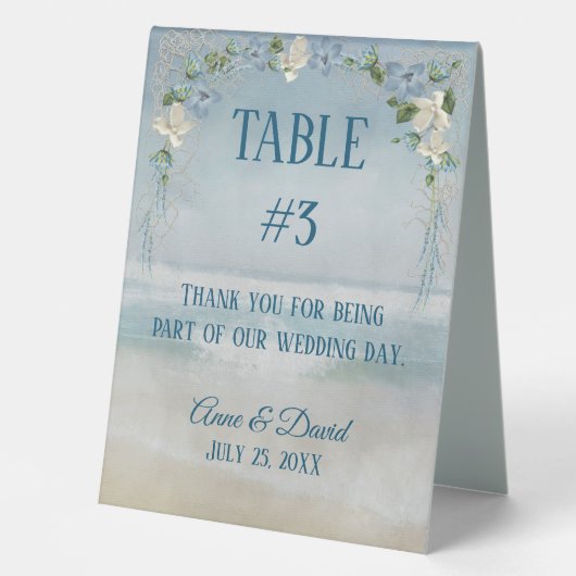 Plaque De Table Arc nautique de mariage avec des fleurs (Recto)