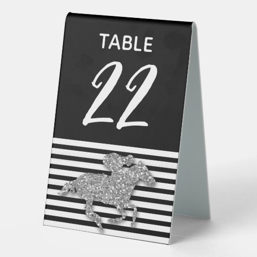 Plaque De Table Argent Hippocampe noir blanc rayures (Verso)