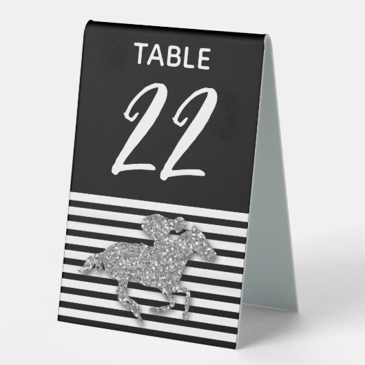 Plaque De Table Argent Hippocampe noir blanc rayures (Recto)