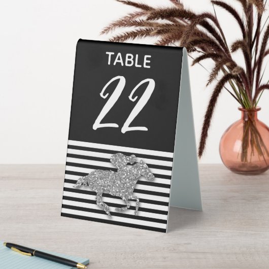 Plaque De Table Argent Hippocampe noir blanc rayures (En SItu (Tableau))