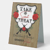 Plaque De Table Armes à feu ou Roses Baby shower de révélation de  (Recto)