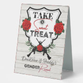 Plaque De Table Armes à feu ou Roses Reveillez Baby shower Traite (Recto)