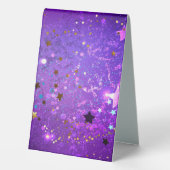 Plaque De Table Arrière - plan de feuille violet avec étoiles (Verso)