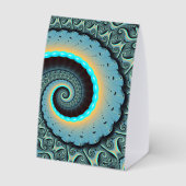 Plaque De Table Art fractal abstrait bleu turquoise orange Spirale (Verso)