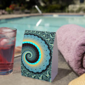Plaque De Table Art fractal abstrait bleu turquoise orange Spirale (InVersositu (sur table))